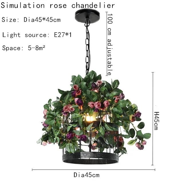 

Simulation Rose Chandelier For Hotel Restaurant Bar Corridor Wrought Iron Pendant Lamp Industrial Style Home Improvement No bulb