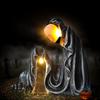 Luminous black robe ornaments Halloween Horrible Hand Statue Resin Sculpture Waterproof Gothic Decor for Home Party 30x20x15cm