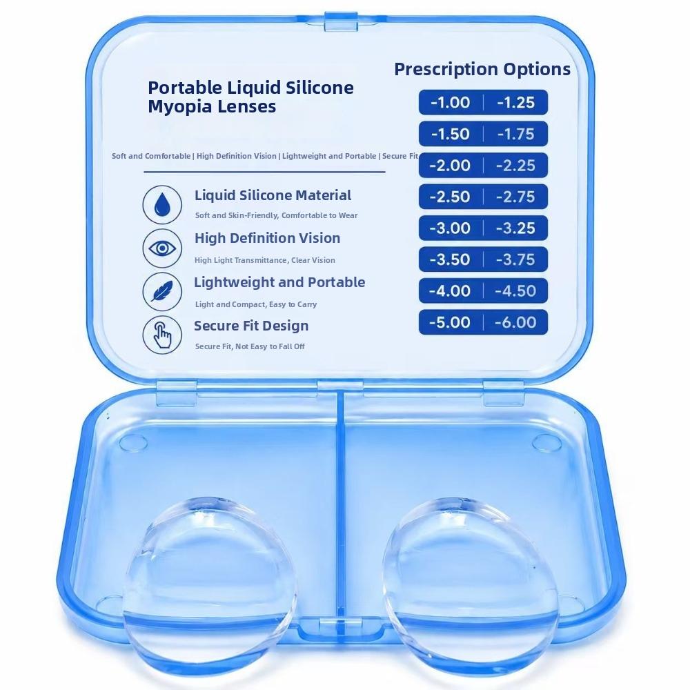 1Pair Adhesive Stick-On Myopic Lenses Portable Adhesive Eyewear Lenses For Swimming Goggles