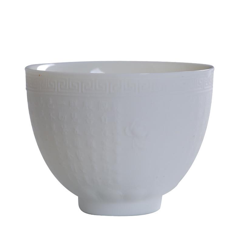 Dehua Ceramiczny Kubek do Herbaty Duży Mistrzowski Pojedynczy Kubek Osobisty Kubek do Degustacji Kubek z Sutrą Serca Zestaw do Herbaty z Porcelany Jadeitowej Tłuszczu Owczego Kung Fu Tea