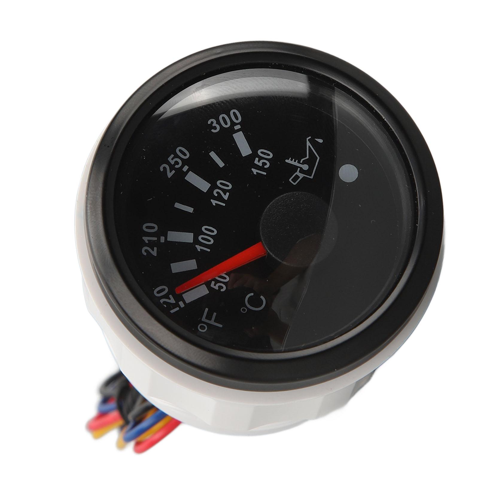 

52MM Oil Temperature Gauge 9 to 32V Double Scale Pointer High Sensors for RVs Yachts Fishing Boats Ships