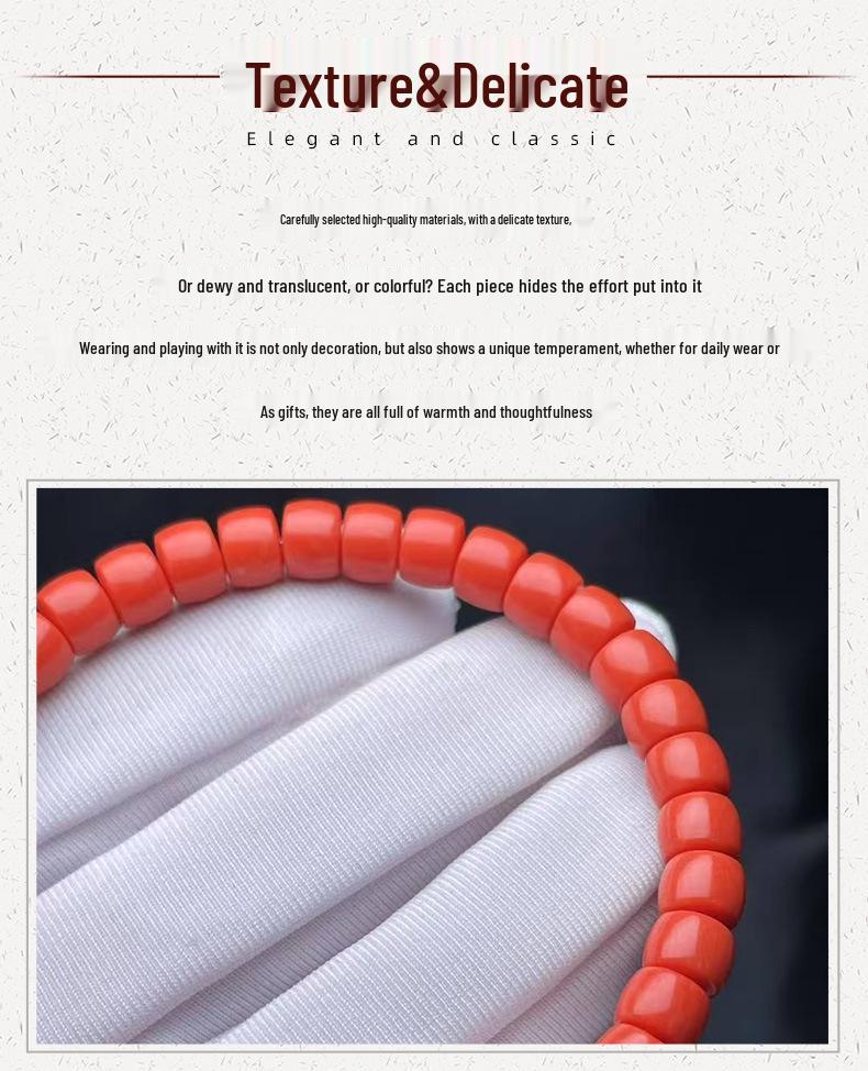 Solid Color Imitation Coral Bead Bracelet - Fashionable Single Circle for Girls
