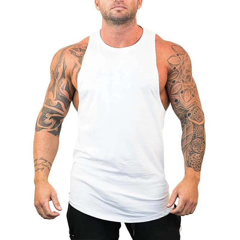 

Muscleguys Running Vests Men Summer Plain Cotton Bodybuilding Stringer Tank Tops Mens Muscle Fitness Sleeveless Shirts Y Back Gym Clothing XXL белый