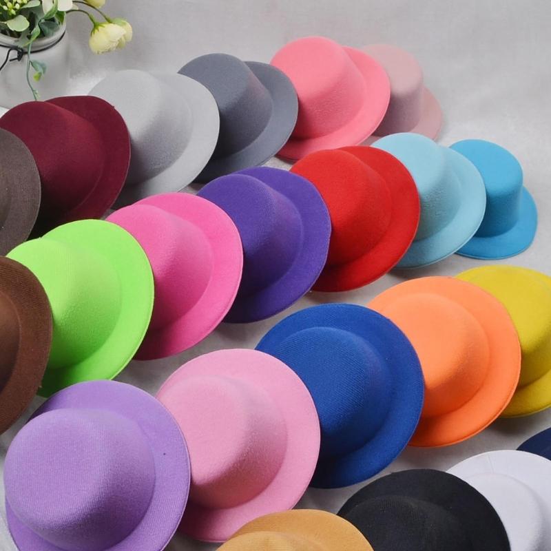 Womens Felt Fascinator Hat DIY Round Solid Color Small Plush Hat Hair Decor Wedding Bridal Cocktail Headwear Fasciantor Base