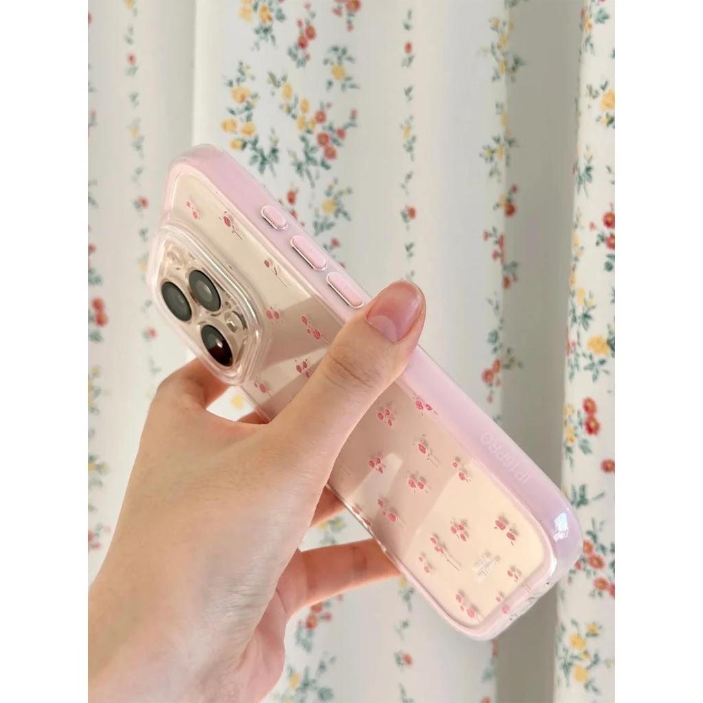 Beautiful Pink Roses Are Suitable for iPhone16/17Pro Mobile Phone Case 15 2-in-1 Colorful 13 Women's 12 New 14.