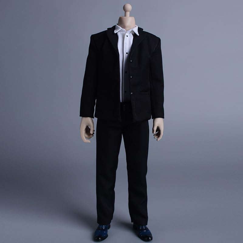 [ADWOA] 1/6 Figure Accessories/Men's Gentleman Suit Outfit Set (Head and Body Not Included) Black [Product Contents] Suit + Shirt + Pants + Belt