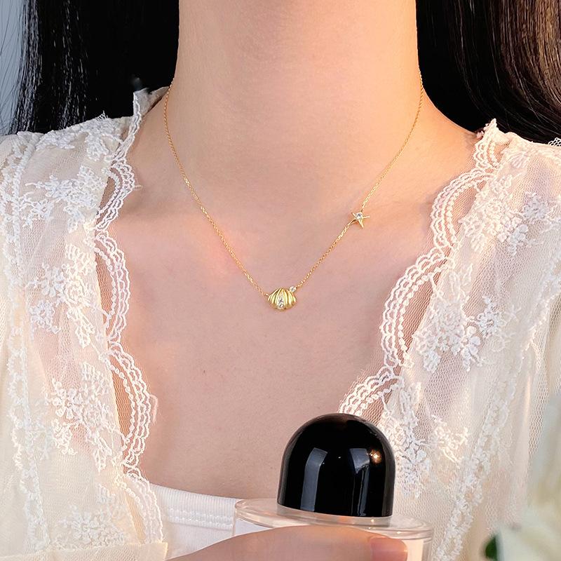 Exquisite Starfish Shell Necklace for Women Summer Ocean Fresh Collar Chain