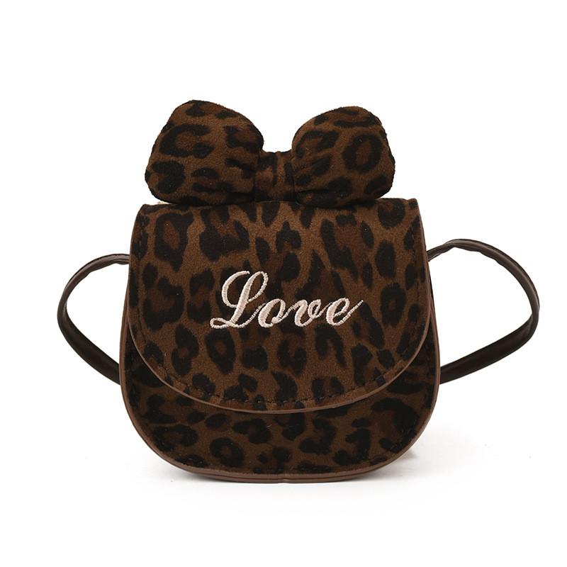 Cute Baby Crossbody Bag For Girls Pu Leather Leopard Pattern With Chain Strap For Daily Use