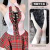 Sexy Red Grid One-piece Student Dress Lace-up Dress Sexy Underwear Neck Halter Uniform Seduction Cosplay