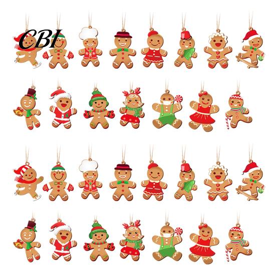 Wooden Christmas Ornaments Gingerbread Man Hanging Ornaments, Figure Pendants, Rustic Holiday Decor Decorations for Xmas Tree, Party Favors