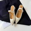 Fashion 2025 New Summer Women Mules Women Shoes Cover Toe Wedges Slippers Belt Buckle Pointed Toe Women Sandals Modern Slippers