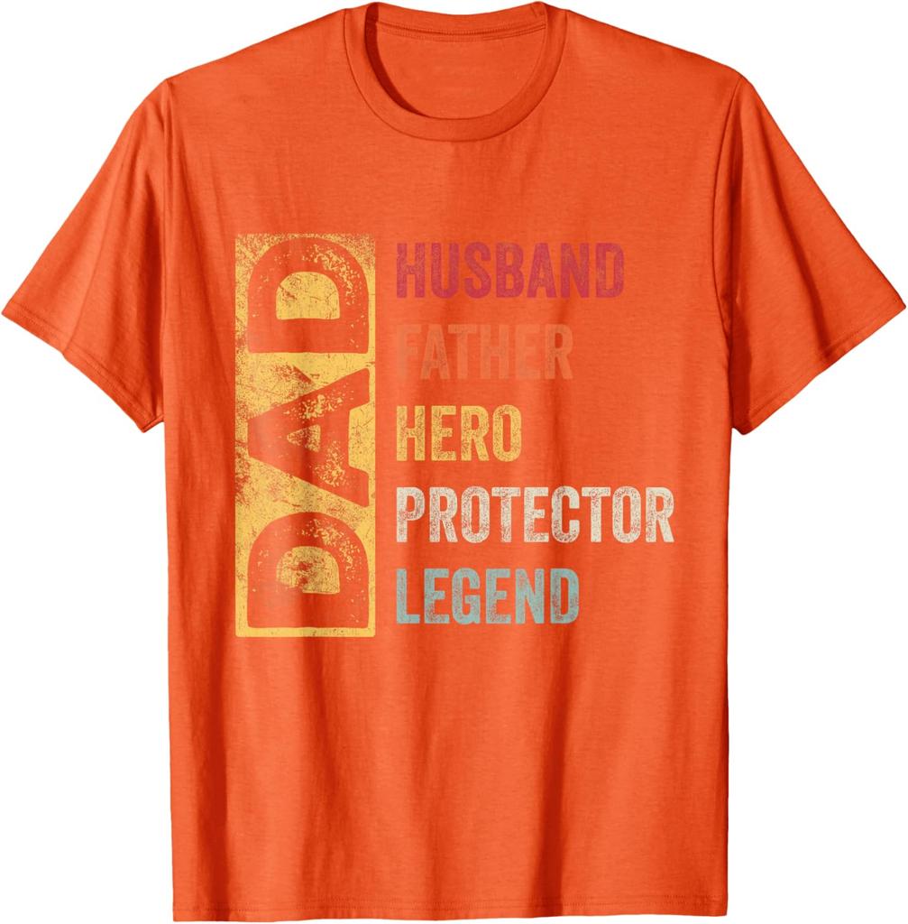 Dad Husband Father Hero Protector Legend Retro Graphic TShirt Men Vintage Tee