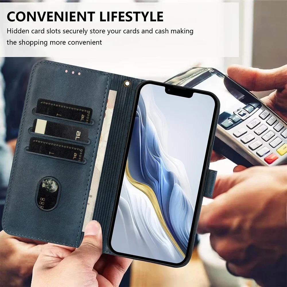 Retro Leather Phone Wallet Case For Moto G13 G22 G23 G32 G41 G42 G51 G52 G53 G62 G64 G71 G71S G73 G82 G84 E14 E15 G Stylus Cover