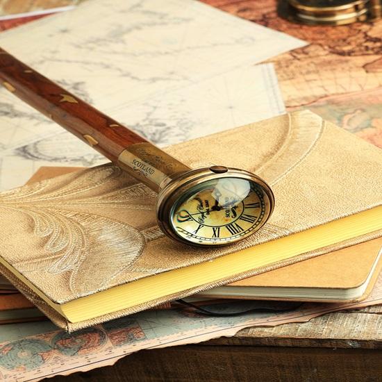 

Часы Ручка Трость Твердая Латунь Дерево Ходячая Трость Палка Морской Домашний Декор Подарок Морской Инструмент Походы Путешествия