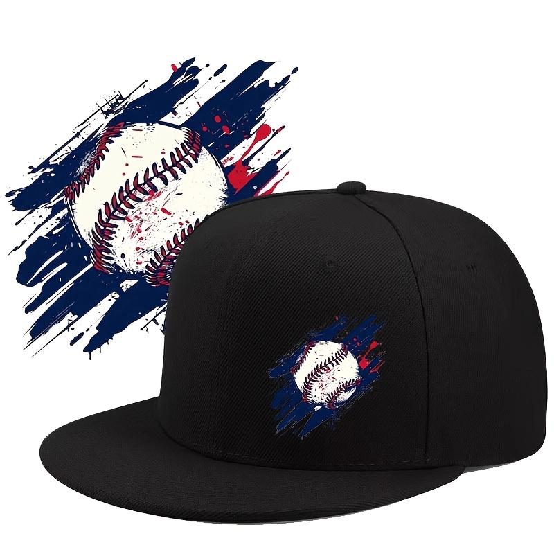 Baseball Grunge Splash Graphic Flat Brim Snapback Cap Adult Polyester Unisex Outdoor Casual Hat