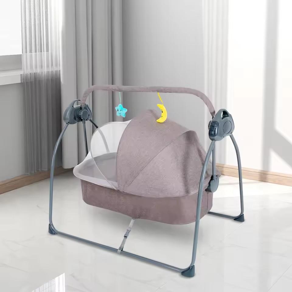 Baby Cradle Swing 5 Speed Electric Stand Rocking Chair Bed with Remote Control Musical Sleeping Basket for 0-18 Months Babies