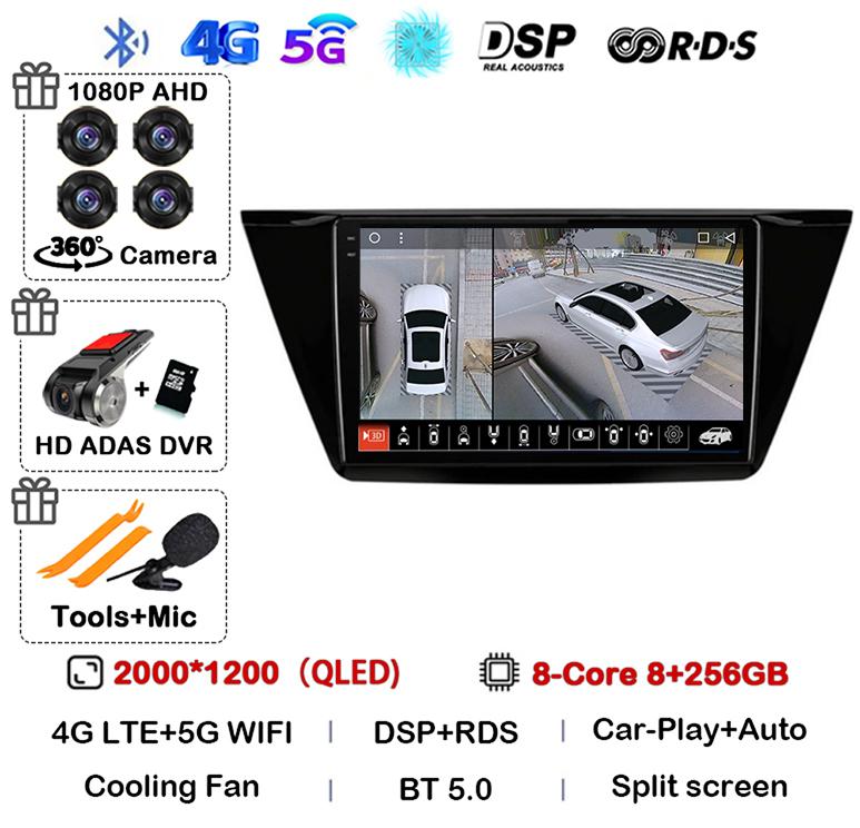 Android 14 WIFI 4G Carplay For Volkswagen TOURAN 2016 2017 2018 Auto Car Radio Multimedia Stereo Video Player GPS Navigation DSP