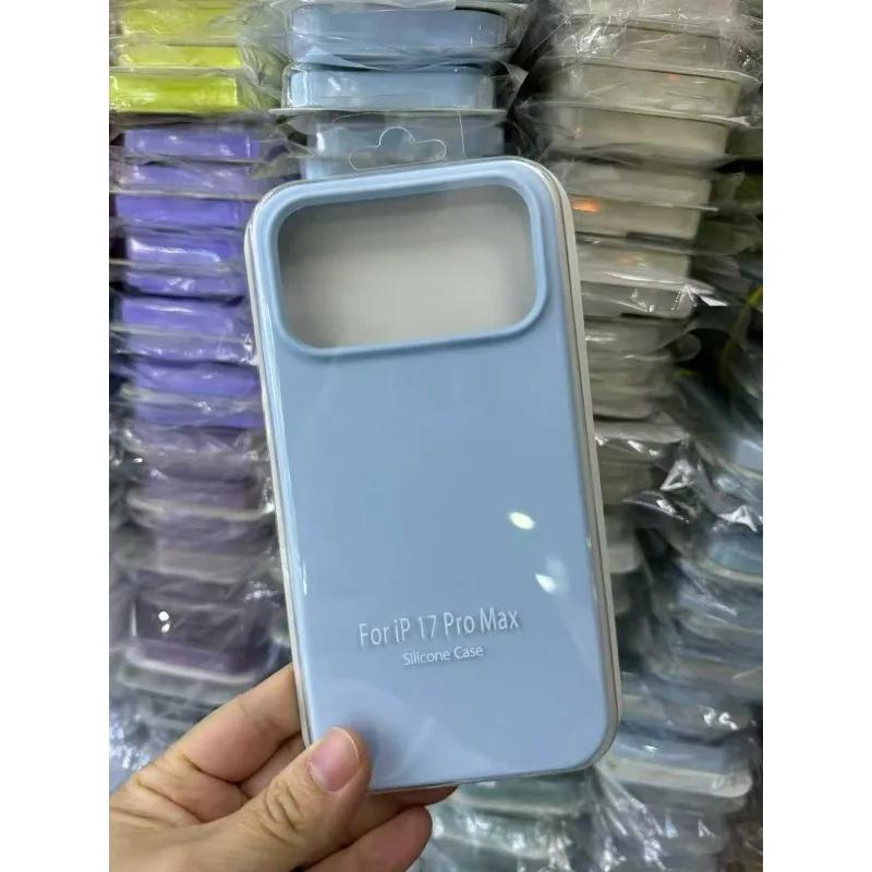INS Style Candy Color Liquid Silicone Skin Feel Case For iPhone 17 Pro Max 16 15 14 Camera Touch Button Protection With Box Anti-Fall Non-Slip Cover