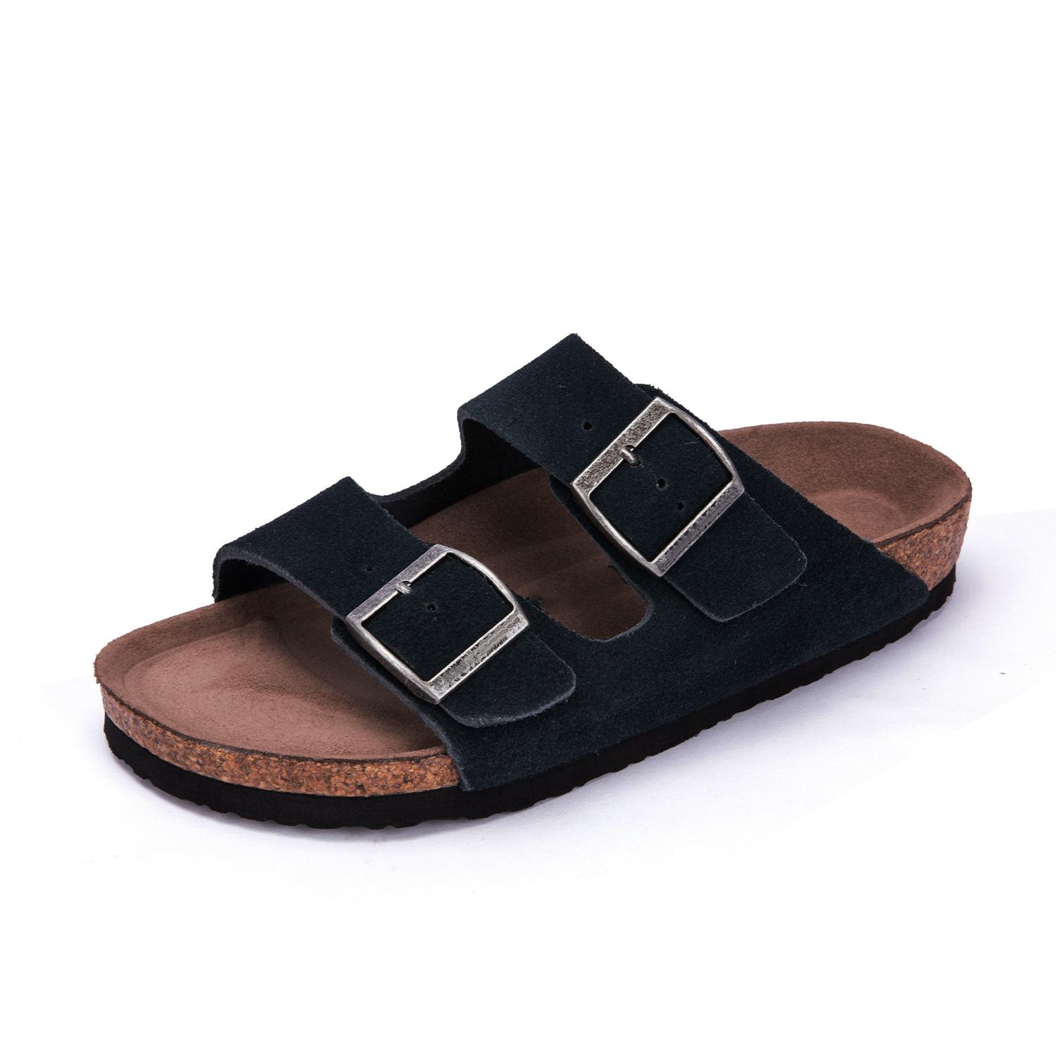 

Женские пляжные сабо из коровьей замши с пробковой стелькой, сандалии с подошвой Potato Shoes с поддержкой свода стопы, регулируемая пряжка, садовые тапочки 10 чёрный