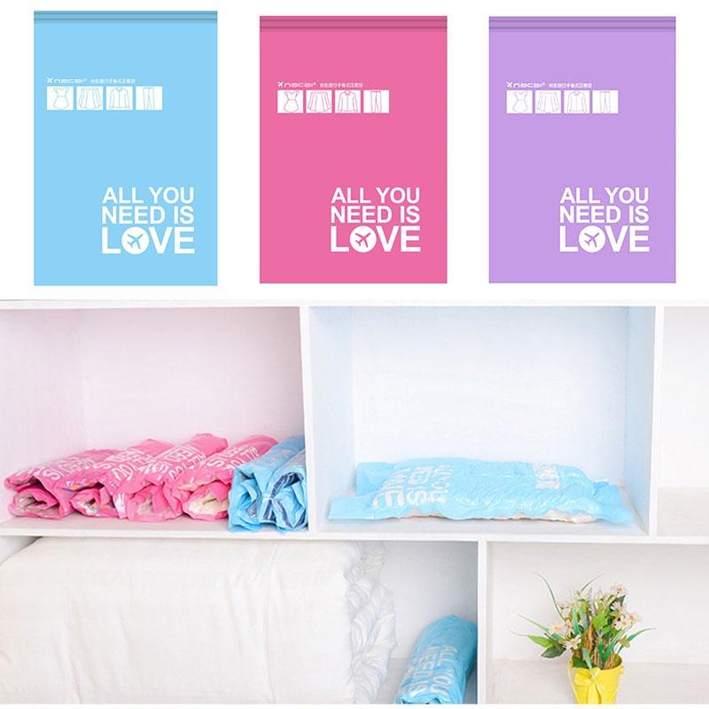 Home Supply Space Clothing Storage Vacuum Seal Compression Garment Pouch Bag Hand Pressure Plastic B