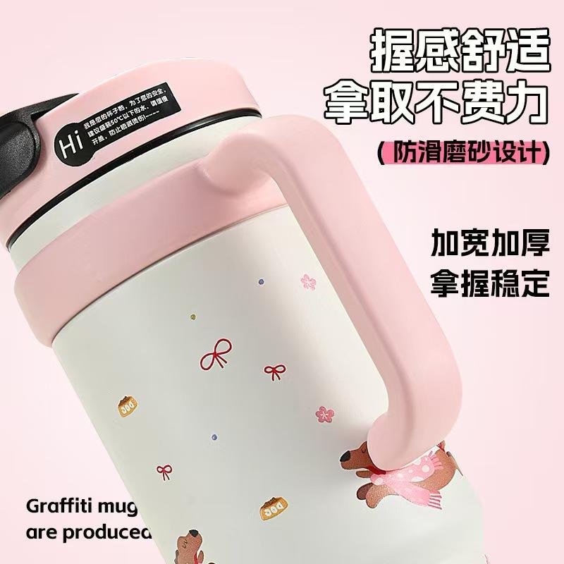 Big Mac High-value Stainless Steel Ice Cup Men's and Women's Portable Large-capacity Water Cup Straw Cup Cartoon