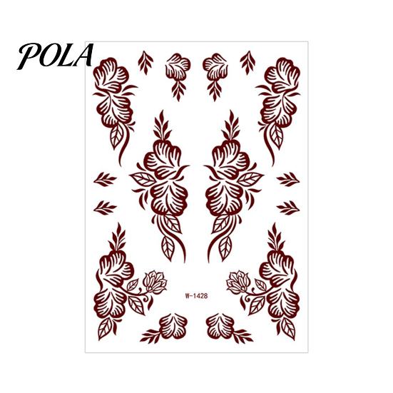 Henna Tattoo Stickers, Red Brown Waterproof Lace Temporary Tattoos, Indian Mehndi Body Art for Hands Feet, Festival Makeup