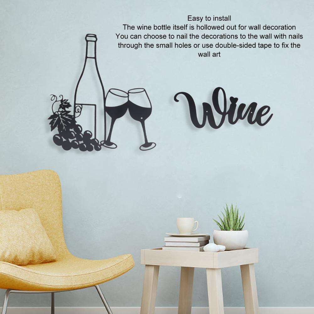 Hollow Out Metal Wine Wall Art Black Wine Letter Wall Decor Wine Themed Wall Decor Patio