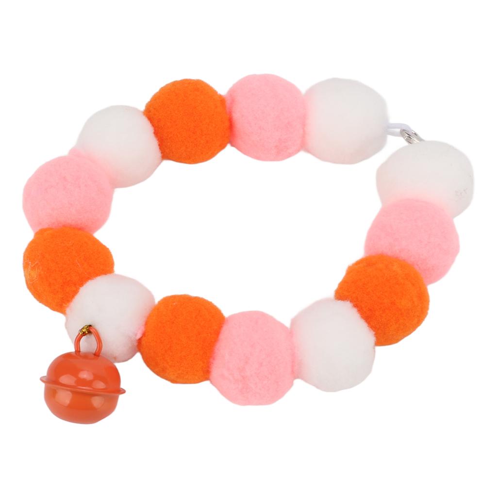 Pet Collar Soft Lightweight Plush Balls Cute Dog Cat Collar with Bell for Party DailyOrange 34cm