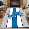 Blue Lion with Stripes Design Patterned Carpet, Non Slip Mat Suitable for Living Room and Bedroom Sofas
