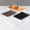 Plateau rectangulaire en plastique noir nordique pour chambre d'hôtel, tasses à thé et à eau, articles de toilette et vaisselle de restauration