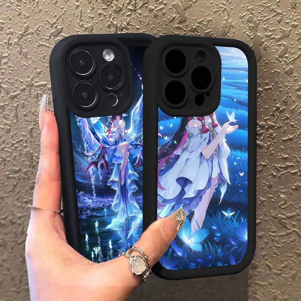 Genshin Impact Columbina For iPhone 17 Pro Max 16 15 14 13 12 11 Plus Black Soft Phone Cover