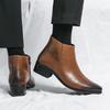 Spring and Autumn New Pointed Leather Boots, Youth Outer Wear Personalized Polishing Martin Boots, High-top Zipper Casual Shoes