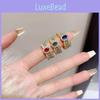 Elegant And Fashionable Adjustable Copper Ring With Lace Trim And Brilliant Color Zircon For Women