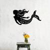 Mermaid Metal Wall Art 11.81x6.69 Inch Rustic Iron Decor for Patio Garden Home Housewarming