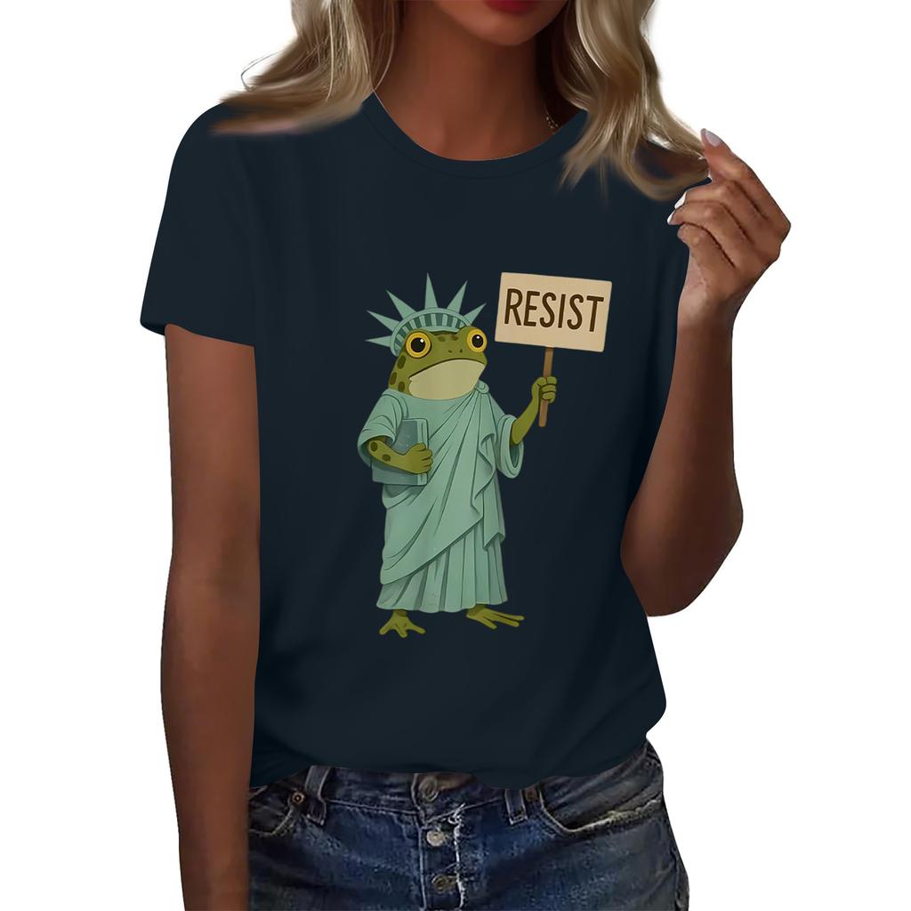 Women's Printed Round Neck Short Sleeve Top