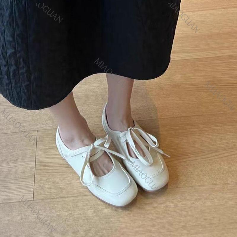 Fashion Women's Flats Loafers Shoes Fashion Shallow Sneaker Casual Sandals 2025 Spring Autumn Elegant Lace Up Flat Soft Leather Loafers