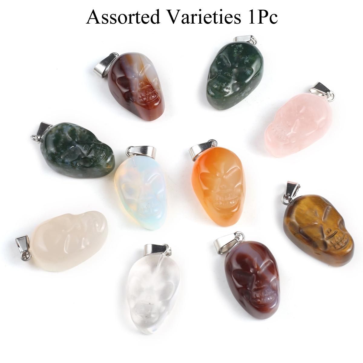 

1шт Хэллоуин Череп Драгоценный камень Подвеска, Рейки Исцеляющие хрустальные подвески Натуральный камень Страшное призрачное лицо Подвески для изготовления ювелирных изделий DIY Аксессуары для ожерелья 1Pc/28x15x10mm