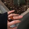 Chic Coffee Tone Resin Rings Versatile Brown Resin Ring Ideal For Commuting Leisure Event And Travel Adventures