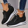 Big Yards Within The High Women's Shoes 2025 Summer New Casual Lace Thick Bottom Slope with Flyknit Mesh Shoes Female