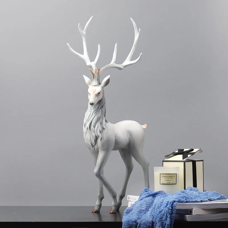 2025 New Deer Decoration Reindeer Ornaments Resin ELK Sculpture For Living Room Luxury Nordic Home Decor Sculptures Figurines