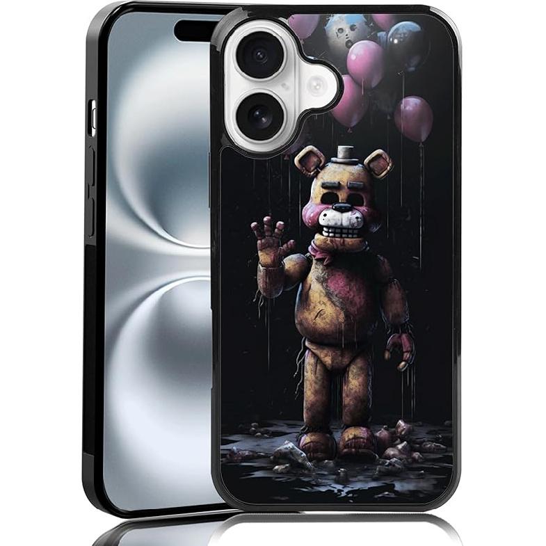 Black Cute FNAF Phone Case Fit for iPhone XR, TPU Shockproof Protective iPhone Case Horror Five Nights Video Game Phone Cover Gift for Boy Girl Men