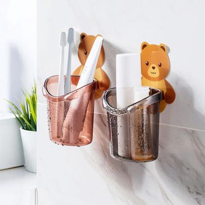 Bear  Storage  Cup Wall Mount Toothbrush Toothpaste Cup Holder Case Bathroom Accessories