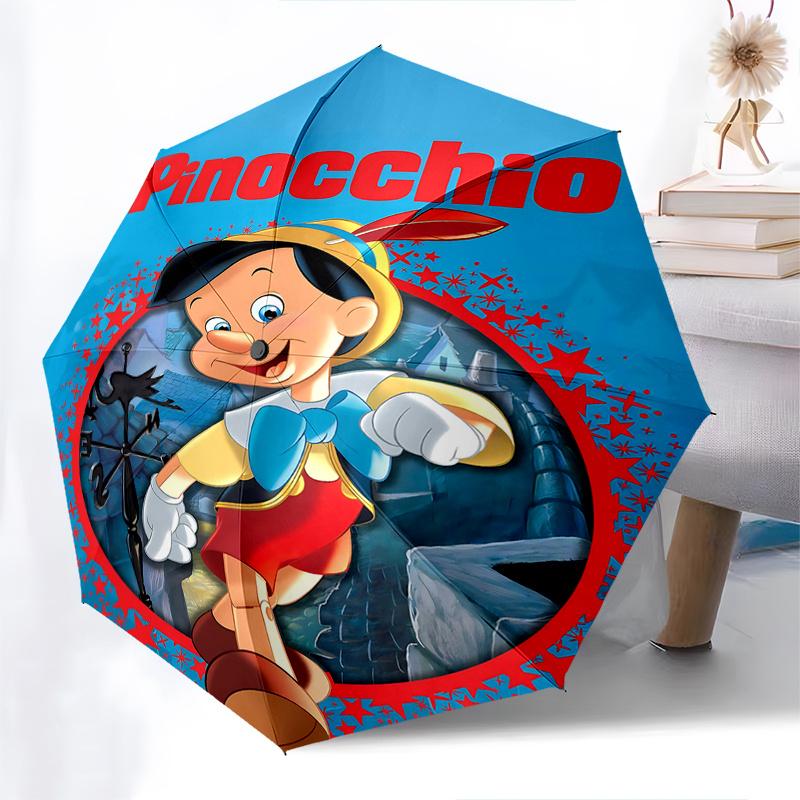 Pinocchio, Disney Classics Automatic Opening and Closing Umbrella, Compact Travel Umbrella, Lightweight and Portable, Suitable for Beach Com