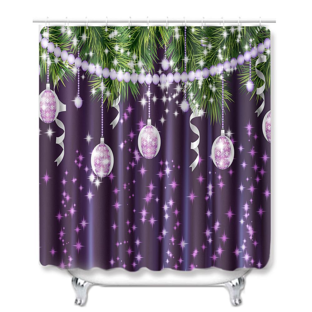 Christmas Bathroom Shower Curtain Four-Piece Floor Mat Toilet Non-Slip Door Mat Bedroom Living Room Absorbent Carpet
