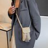 Trendy Vertical Purse with Adjustable Shoulder Strap for Phone and Essential Woven Straw Tassels Crossbody Phone Bag  White