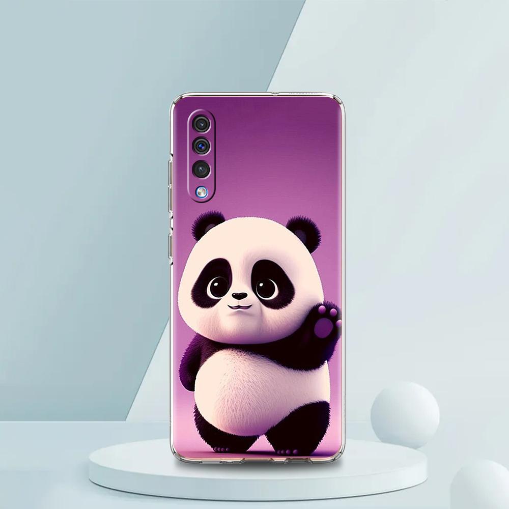Cute Animal Panda Luxury Transparent Phone Case for Samsung Galaxy A12 A02 A03S A50 A70 A40 A10 A20 A30 Cover Silicone Shell Bag