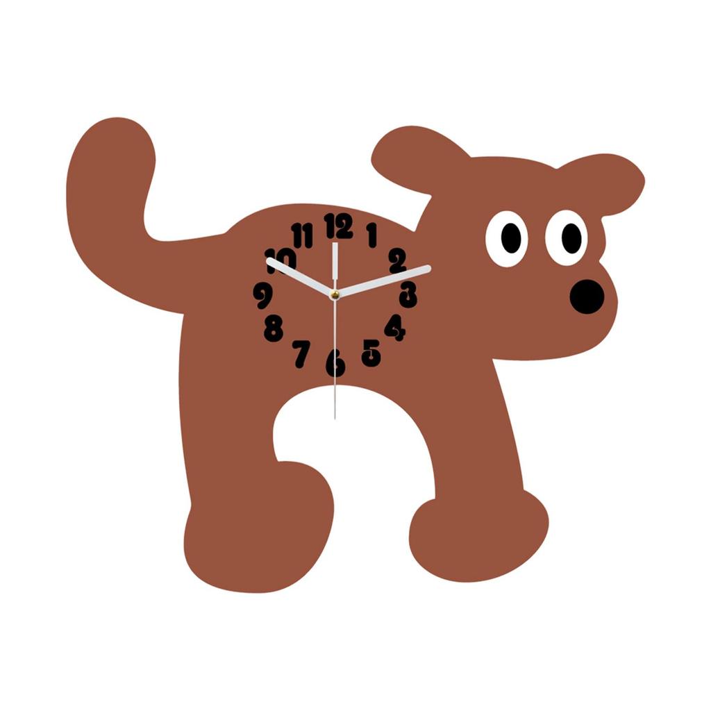 Cute Dog Wall Clock Acrylic Non Ticking Silent Cartoon Room Clock for Kids Nursery and Living Spaces