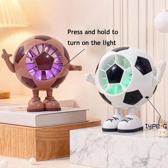 Soccer Hand Fan Football Shape Mini Handheld Fan With Led Light 1 Pc