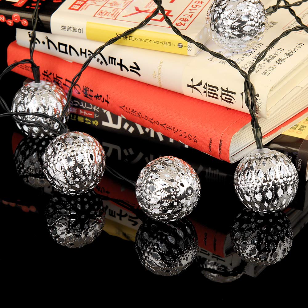 Solar-Powered LED Garden Lights, Moroccan Style, 20 Balls, Automatic OnOff with Built-in Light Sensor for Indoor and Outdoor Use, Perfect for