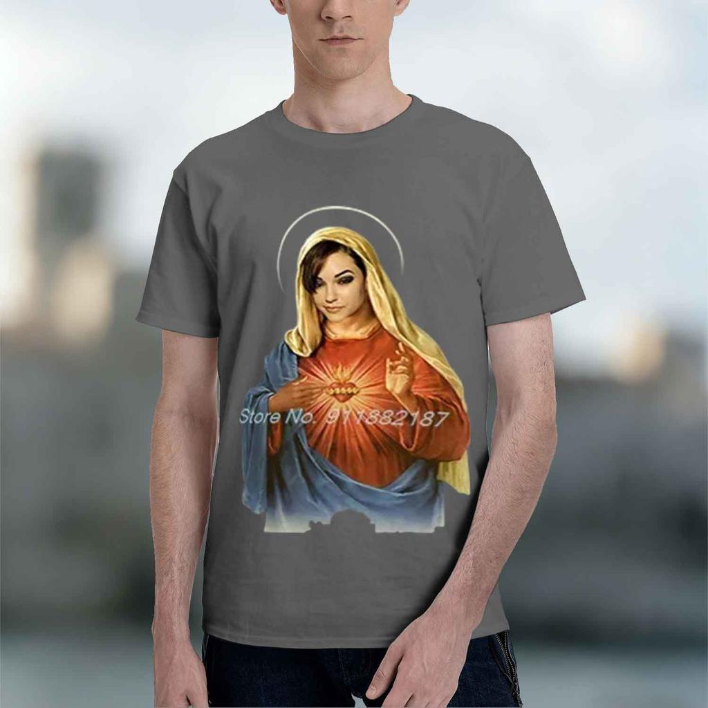 Religious Style Unisexs TShirt Sacred He Of Mary Design For Faithful Wear And Spiritual Gifts 2026 New Model Shortsleeve crewnec